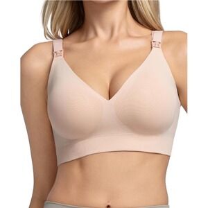 Momcozy CoolFit Nursing Bra, Hands-Free Pumping, Size Small, Oyster Pink